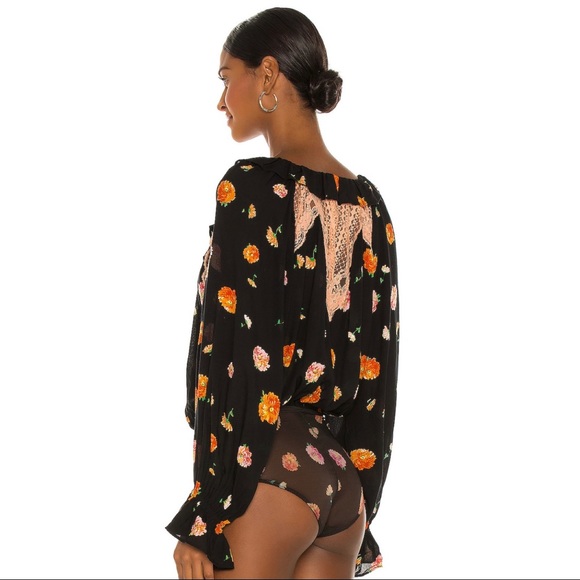 NEW FREE PEOPLE FLORAL PRINTED LONG SLEEVE BODYSUIT - Picture 7 of 9
